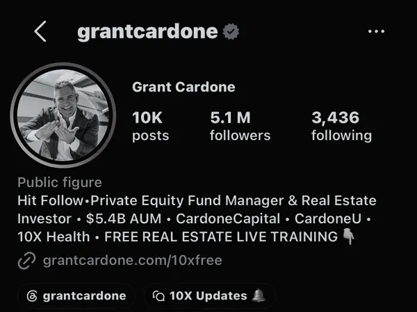 Grant Cardone — Instagram profile