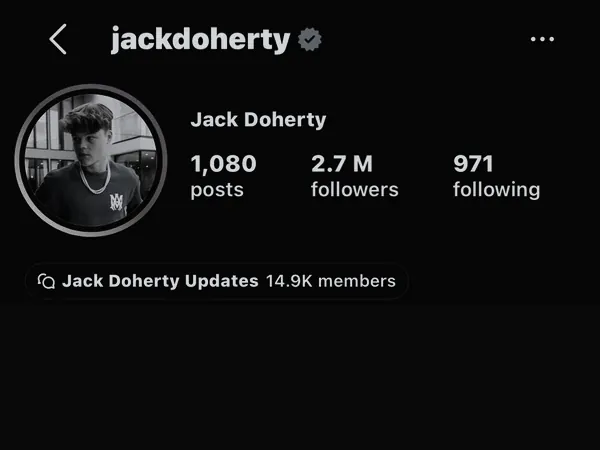 Jack Doherty — Instagram profile